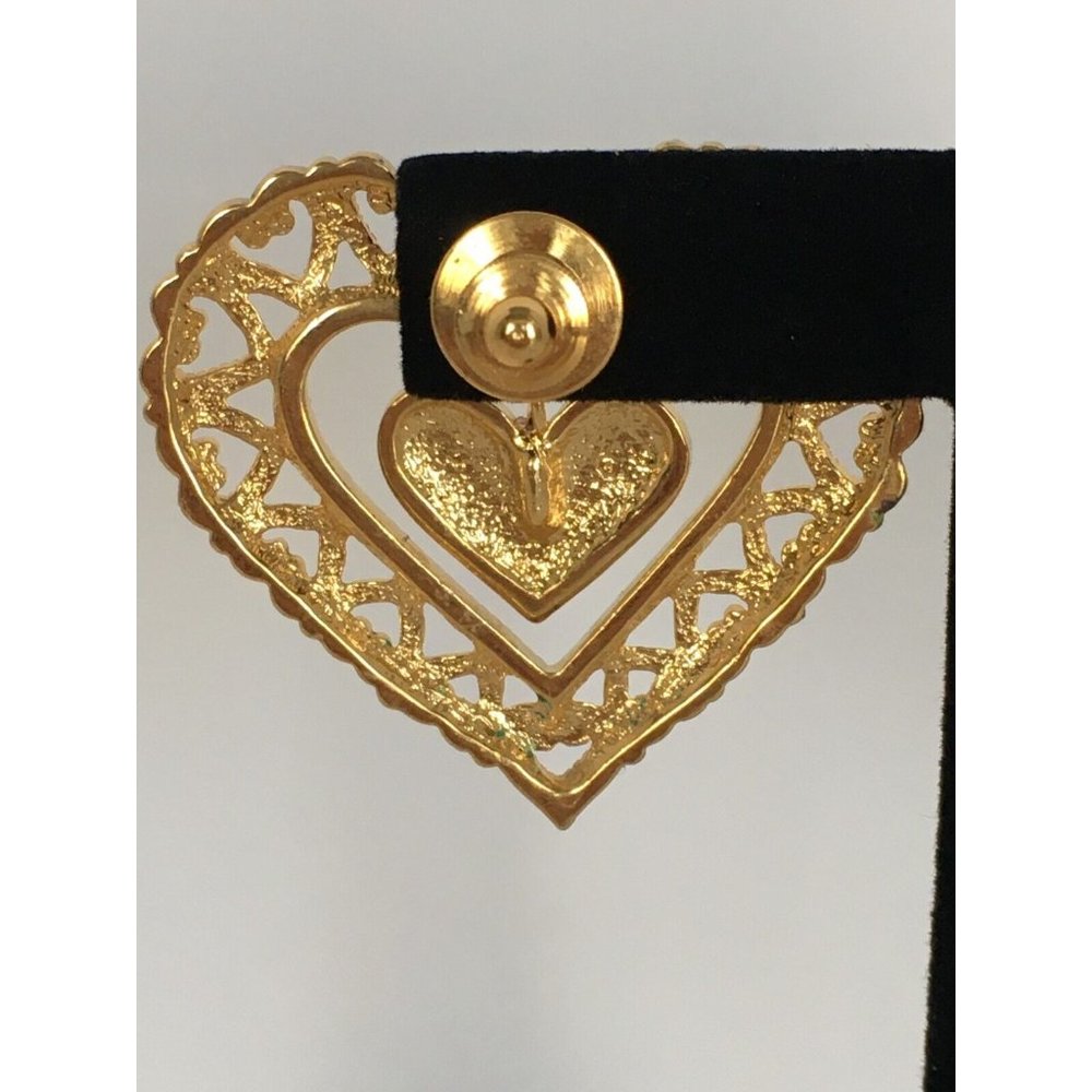 Avon Heart Lapel Pin Valentines Day Dangling Red Enamel Vintage Jewelry 1990s - Picture 4 of 7